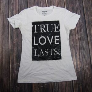 True Religion True Love Lasts Shirt Mens Medium White Graphic Slogan Tee
